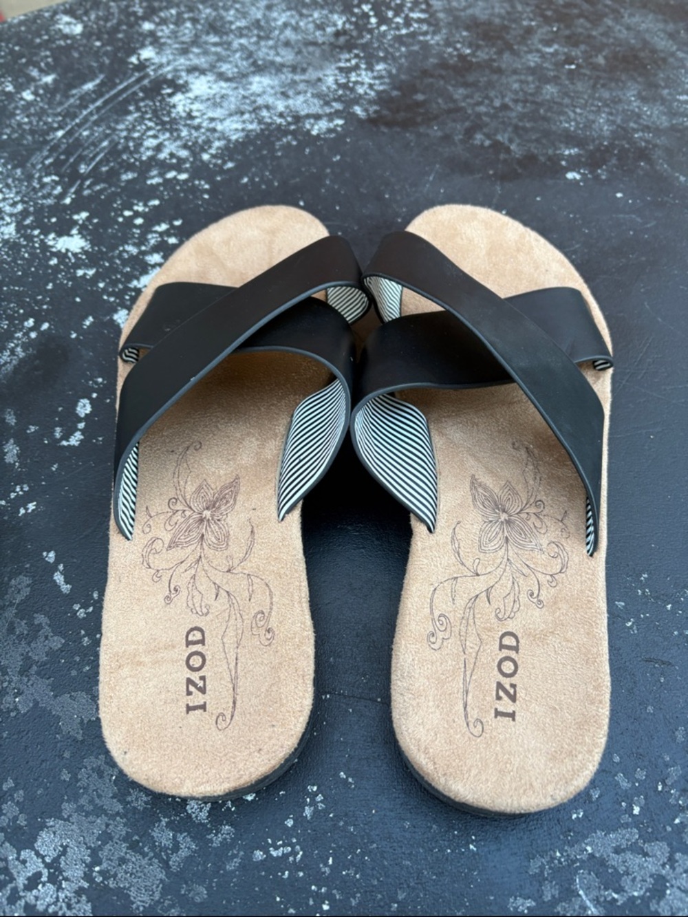 IZOD Women’s Black Crisscross Slide Sandals size 8 - Picture 7 of 10